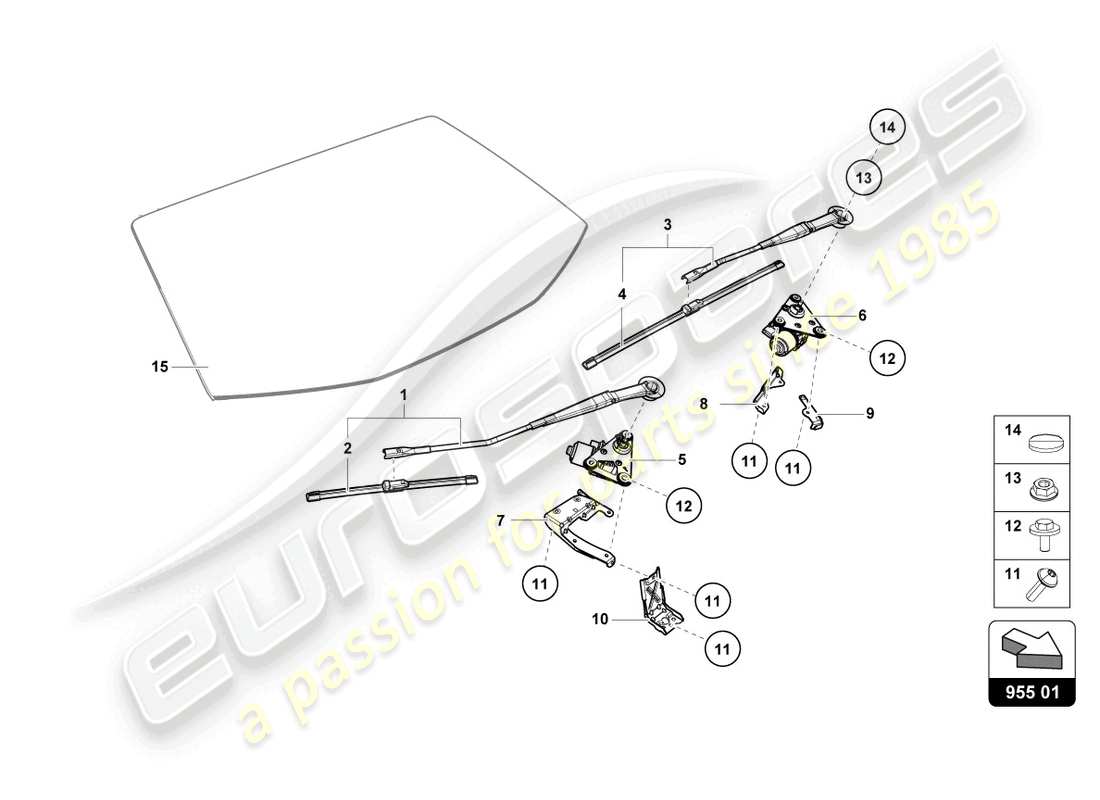 lamborghini 2022 (evo coupe) windshield wiper part diagram