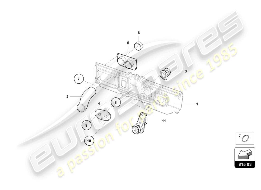 lamborghini 2022 (super trofeo evo 2) dashboard air pipe part diagram