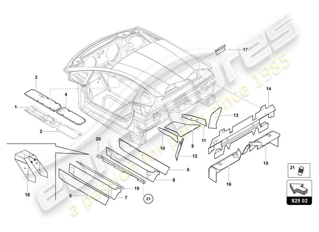 lamborghini lp770-4 svj roadster (2022) damper for tunnel part diagram