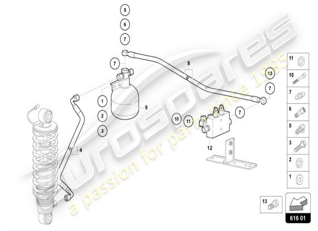 lamborghini diablo vt (1996) lifting system parts diagram