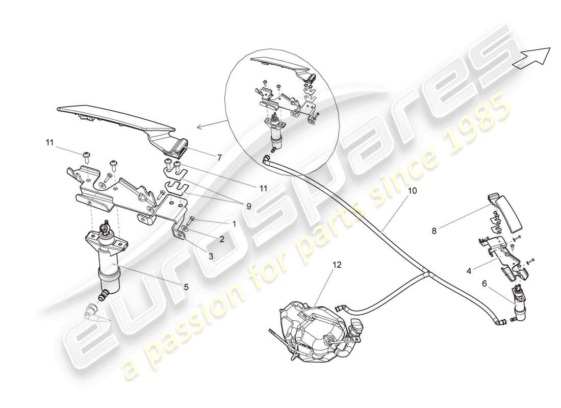 lamborghini lp550-2 spyder (2013) headlight washer system parts diagram
