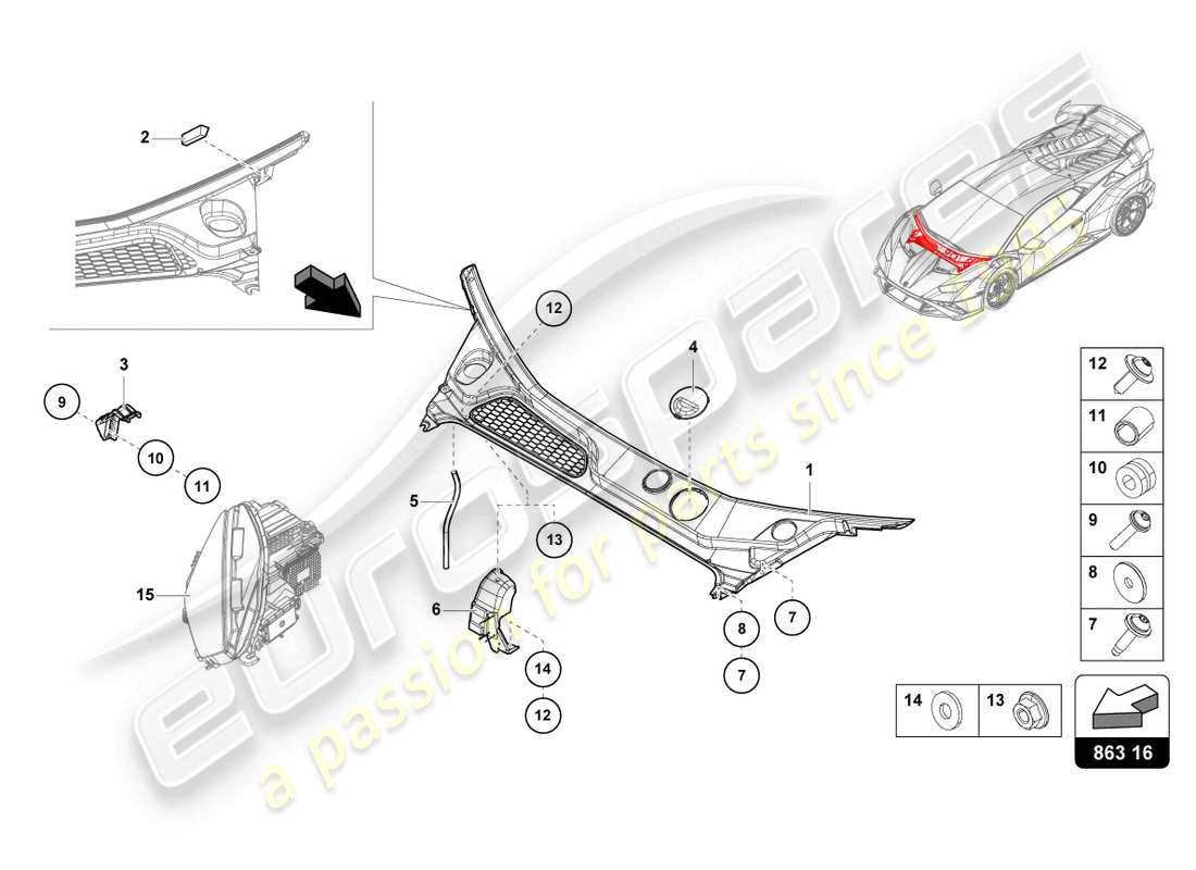 lamborghini 2022 (sto) front end cover part diagram