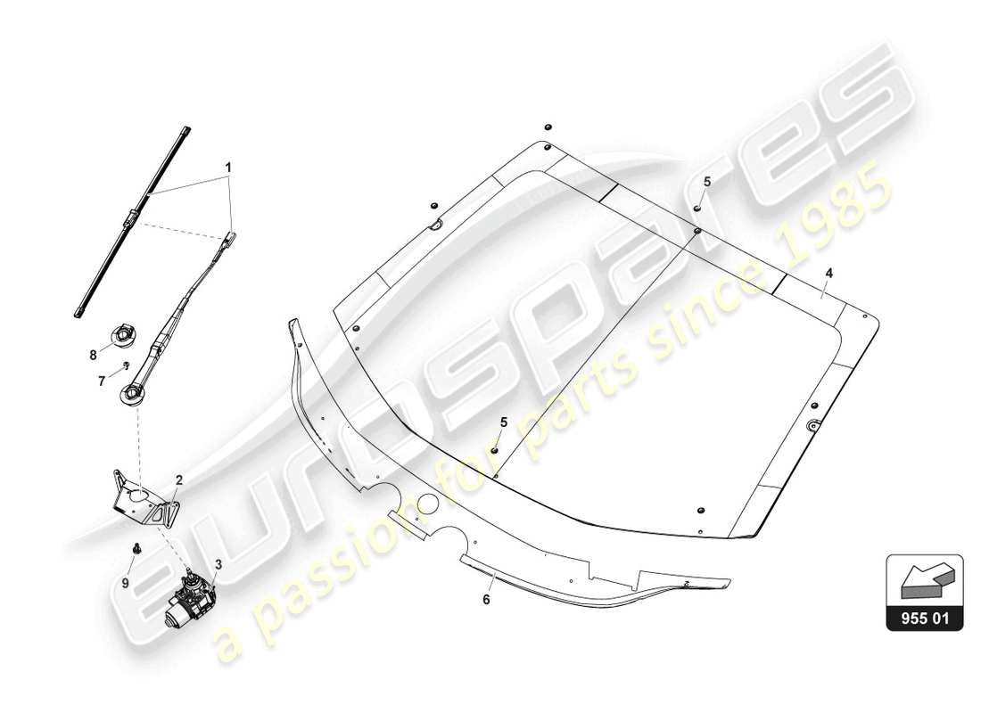 lamborghini 2017 (gt3) windscreen and wiper part diagram