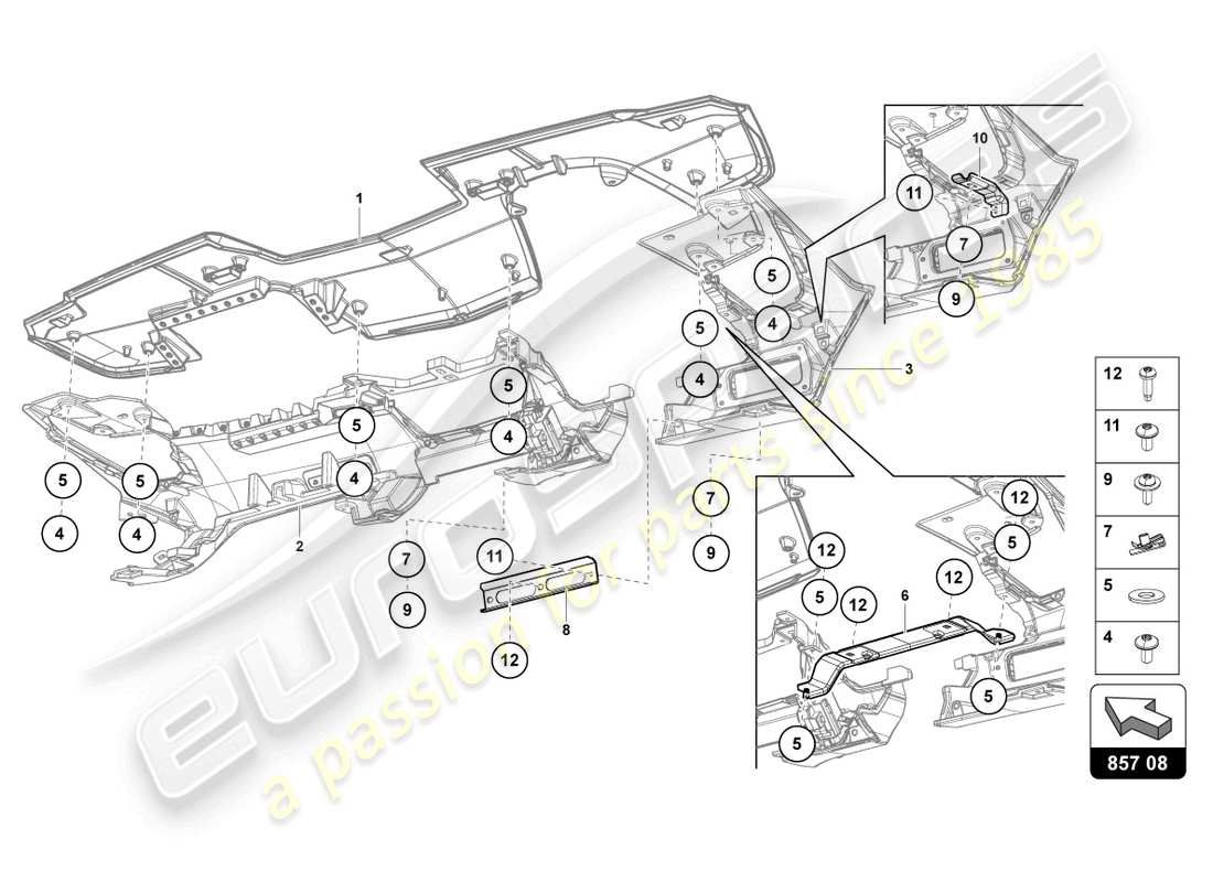 lamborghini 2022 (lp770-4 svj roadster) instrument panel part diagram