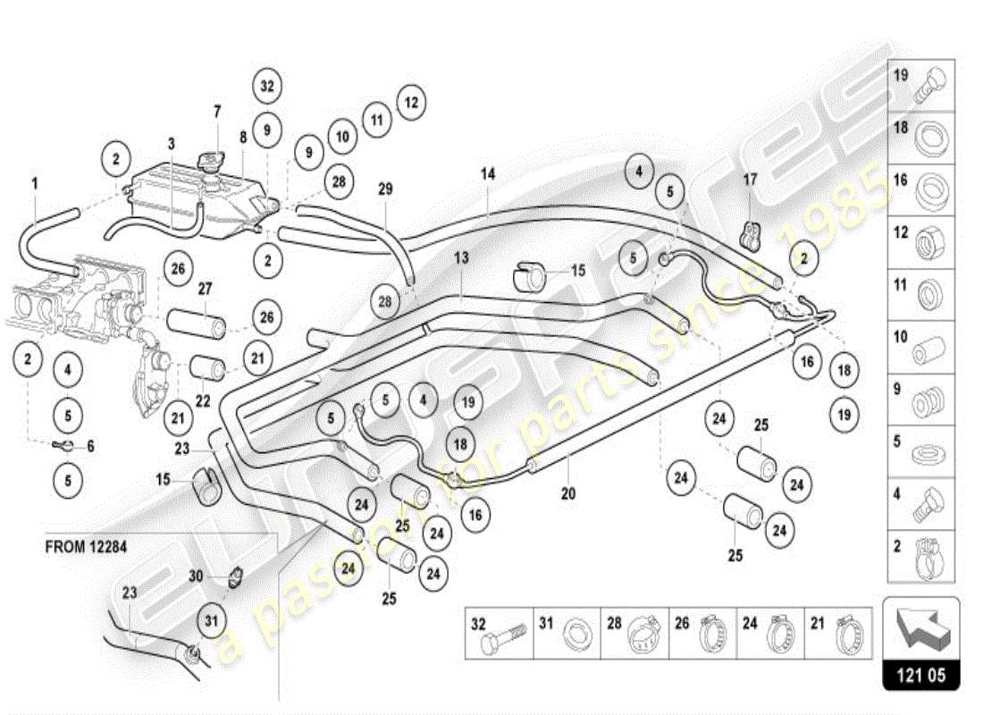 lamborghini diablo vt (1995) coolant pump parts diagram