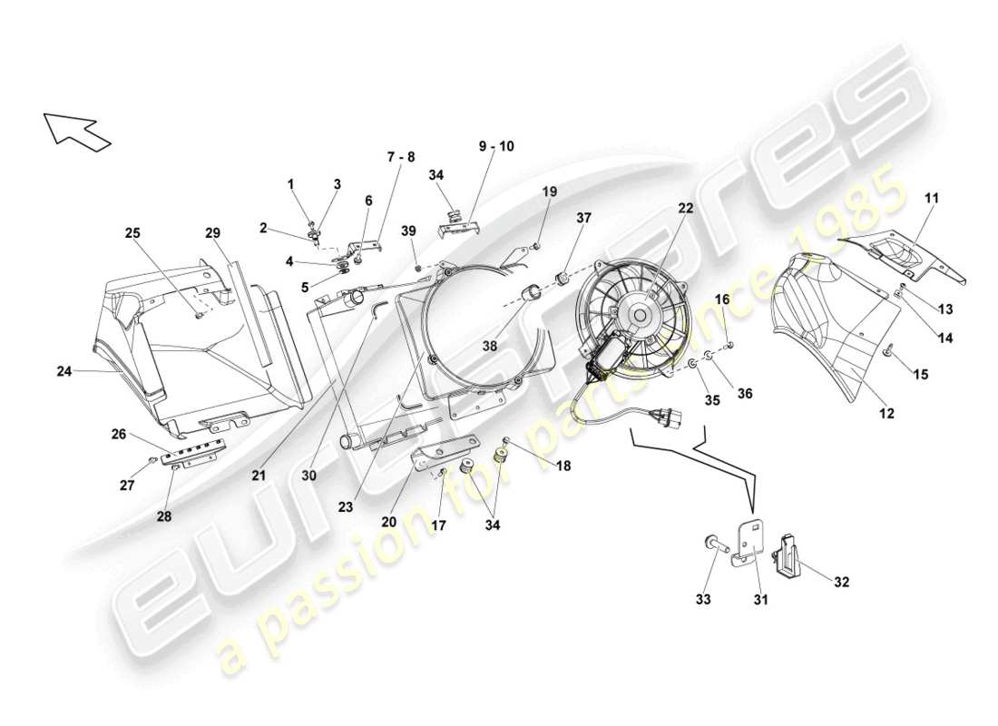 lamborghini lp560-4 spider (2010) cooler for coolant parts diagram