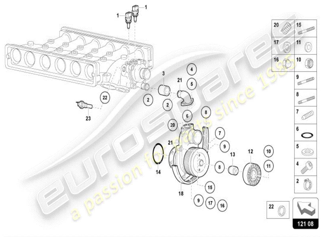 lamborghini diablo vt (1999) coolant pump parts diagram