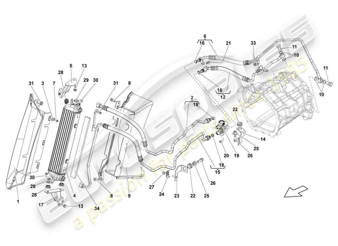 lamborghini lp550-2 spyder (2014) oil cooler parts diagram