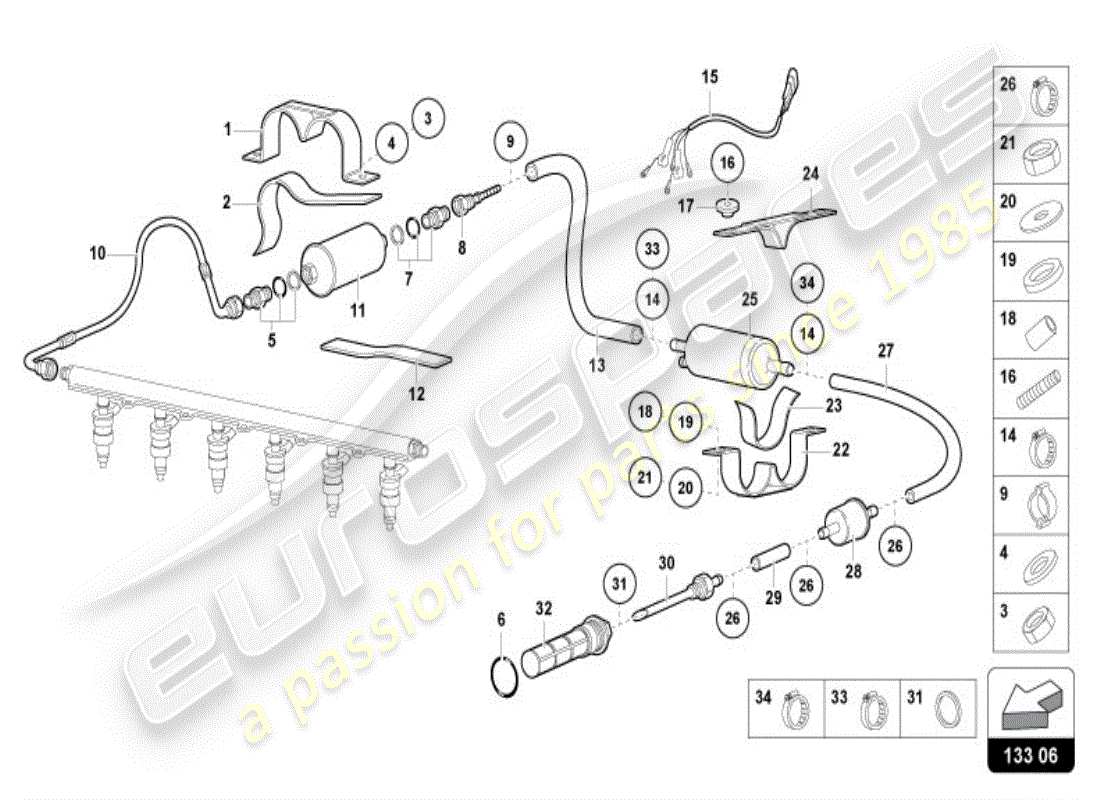 lamborghini diablo vt (1996) fuel supply system parts diagram