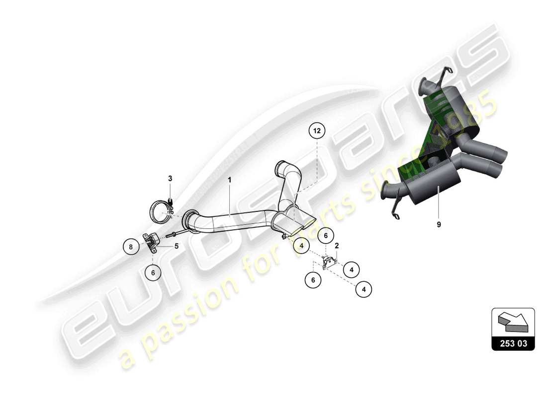 lamborghini 2015 (super trofeo) muffler part diagram