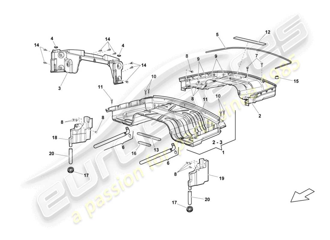 lamborghini lp550-2 spyder (2014) convertible top stowage box part diagram