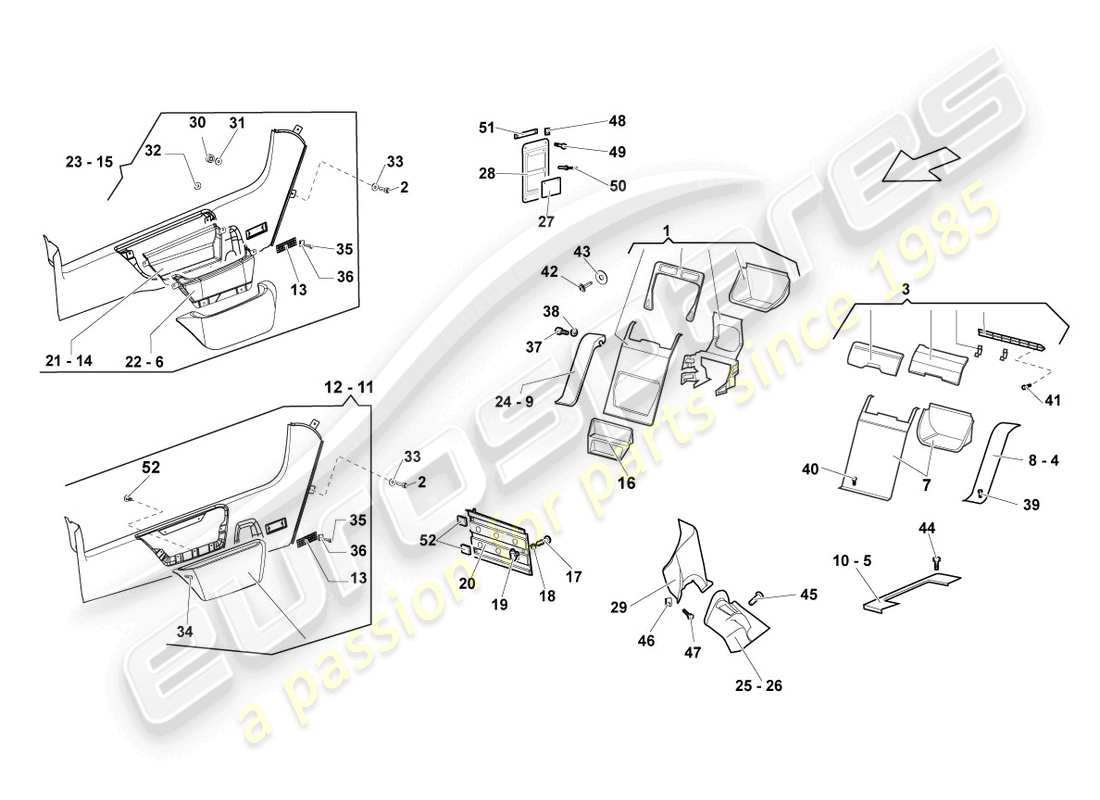 lamborghini lp640 coupe (2010) pillar trim parts diagram