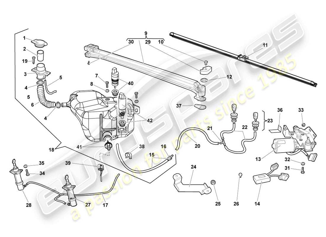 lamborghini lp640 coupe (2010) windshield wiper parts diagram