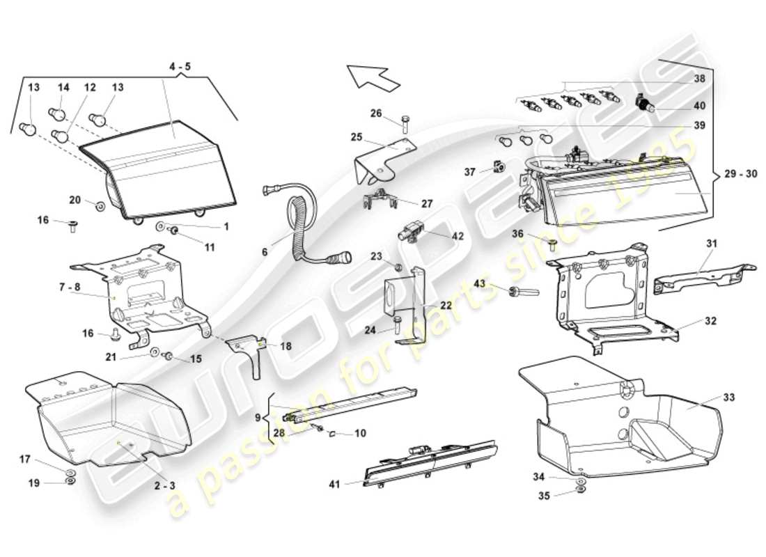 lamborghini lp550-2 spyder (2013) tail light parts diagram