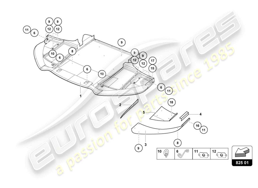 lamborghini 2016 (super trofeo) frame floor panels part diagram