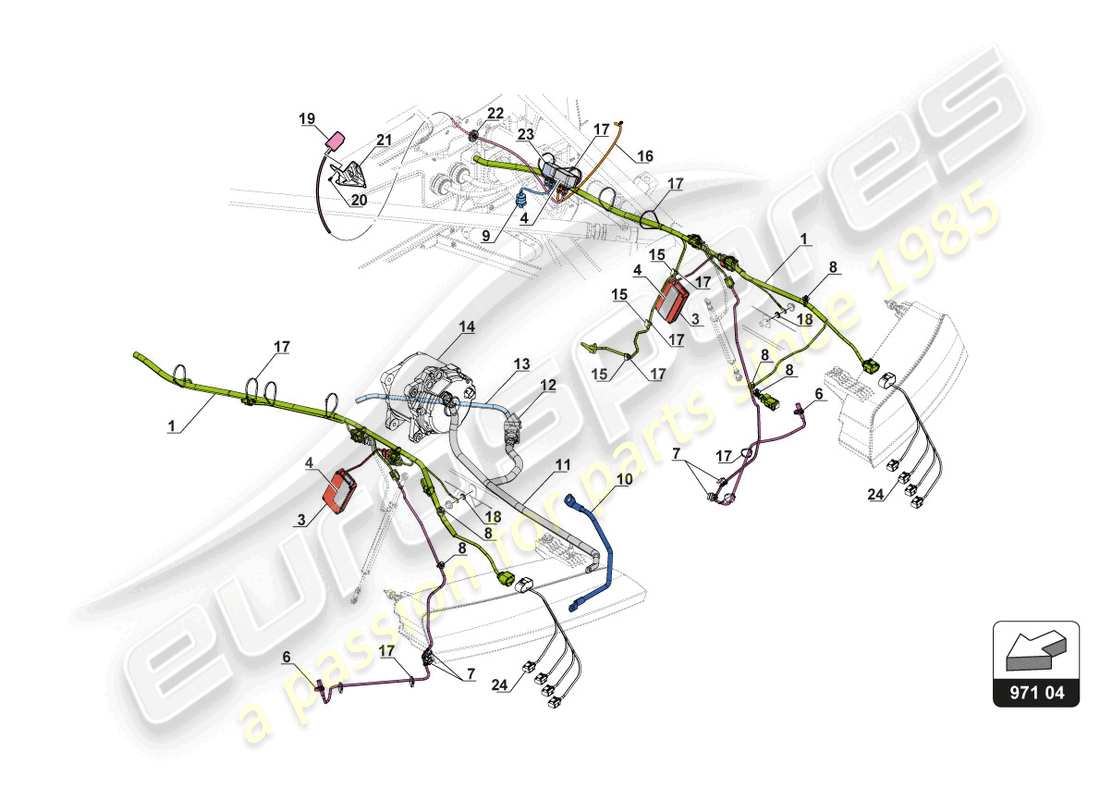 lamborghini 2017 (gt3) electrics rear end part diagram