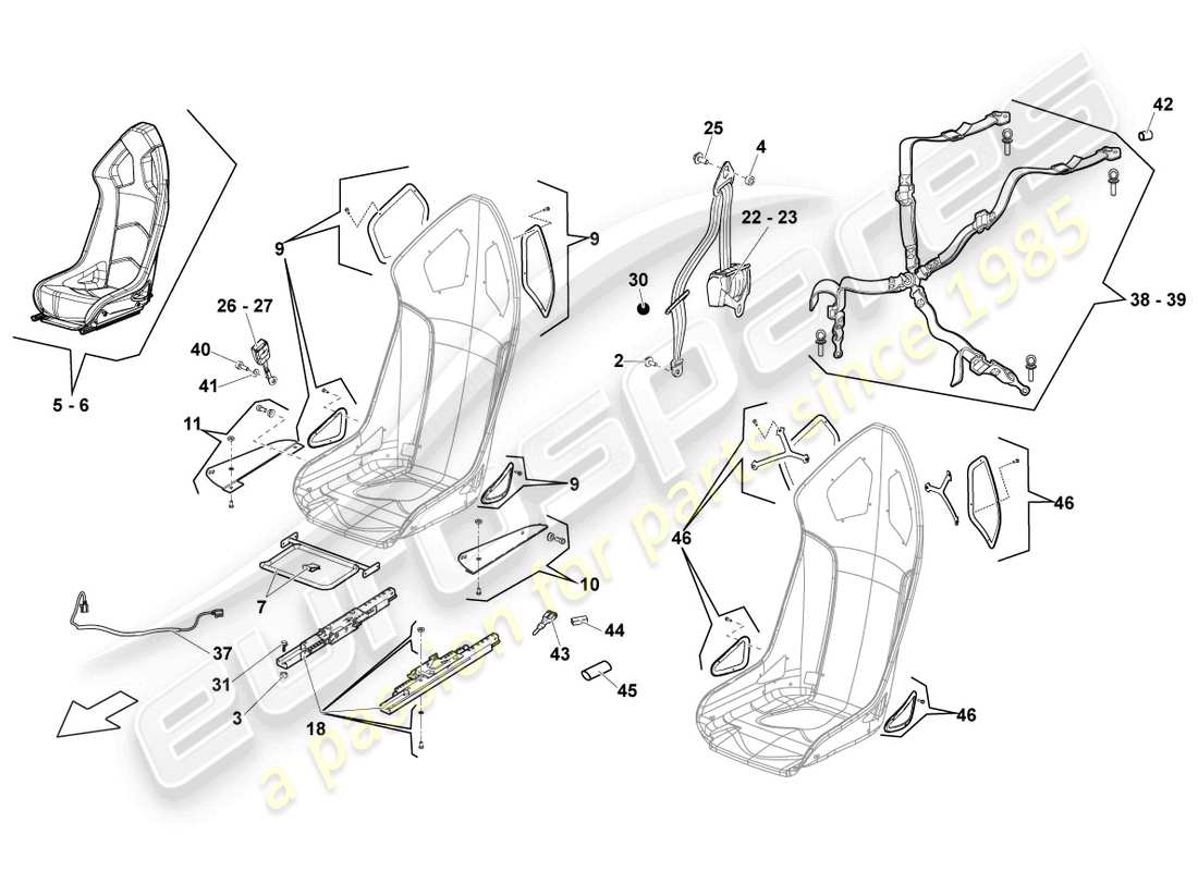 lamborghini lp550-2 coupe (2011) sports seat part diagram