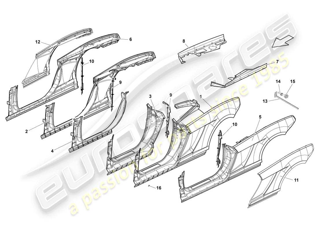 lamborghini lp570-4 sl (2011) door frame part diagram