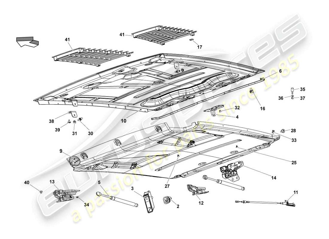 lamborghini gallardo coupe (2007) rear lid part diagram