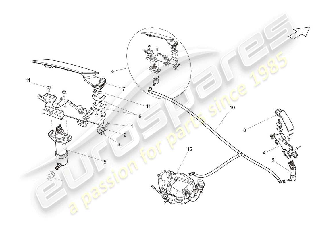 lamborghini gallardo coupe (2006) headlight washer system part diagram