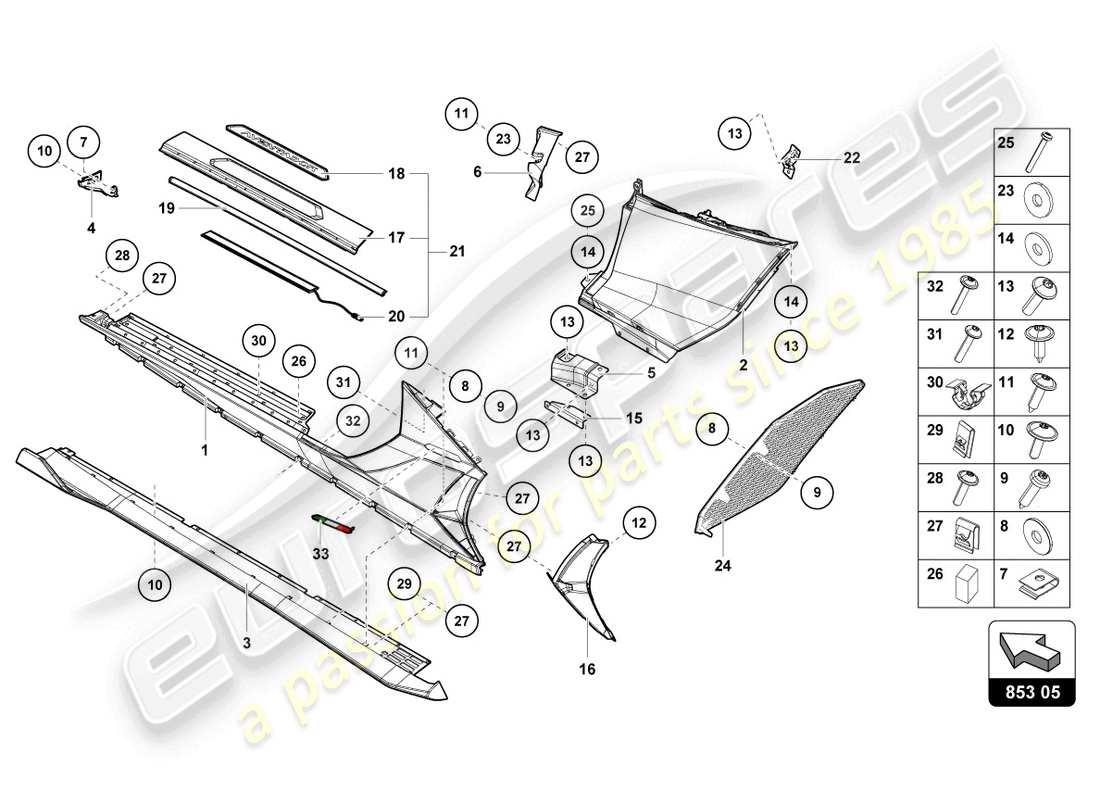 lamborghini 2022 (lp770-4 svj coupe) lower external side member for wheel housing part diagram