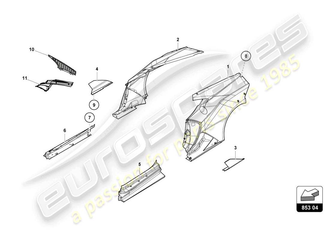 lamborghini 2018 (super trofeo evo) rear fender part diagram
