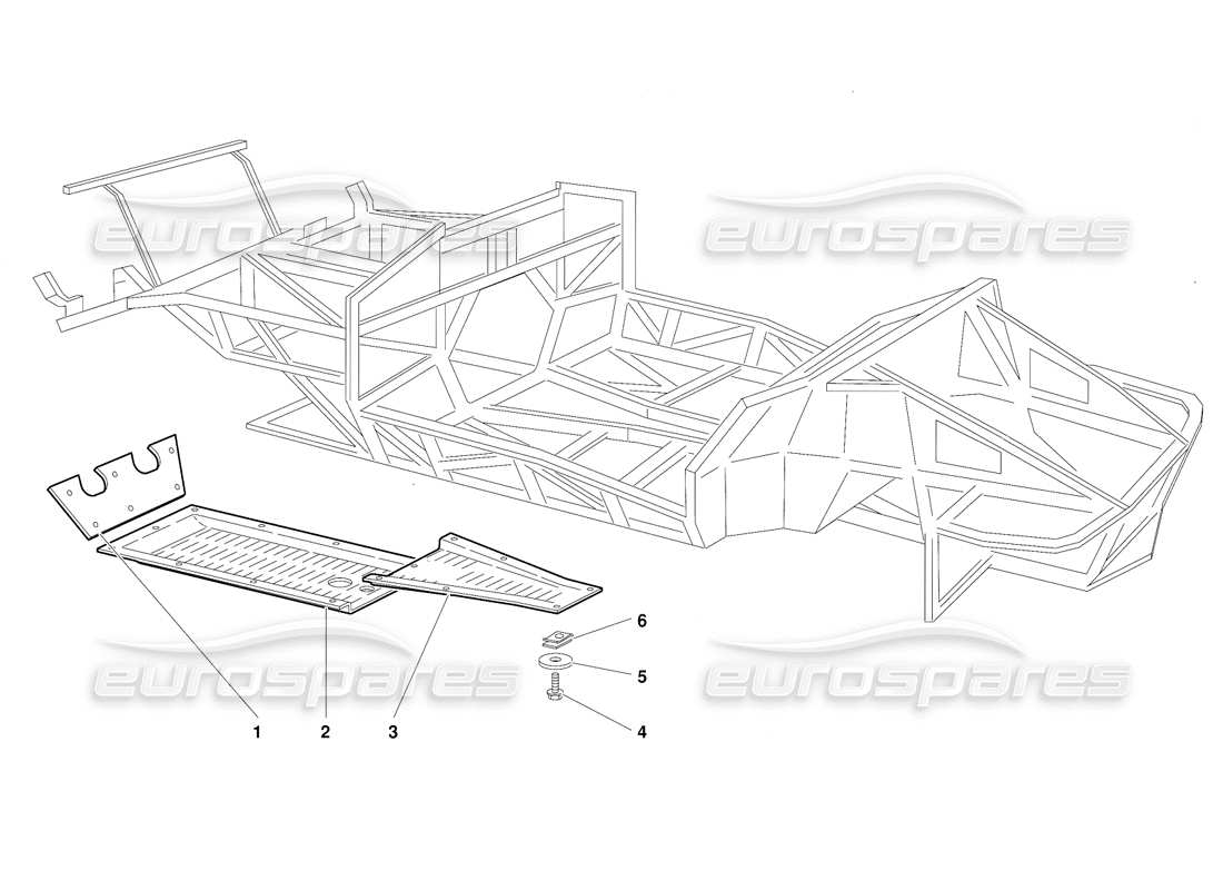 lamborghini diablo (1991) frame elements (valid for switzerland version - october 1991) parts diagram