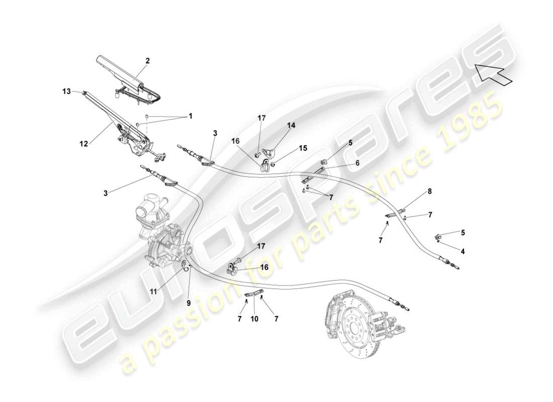 lamborghini gallardo spyder (2008) brake lever part diagram