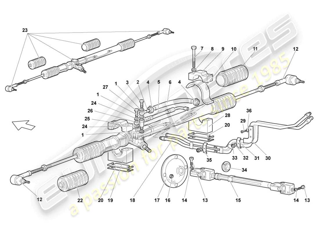 lamborghini lp640 roadster (2010) steering gear part diagram