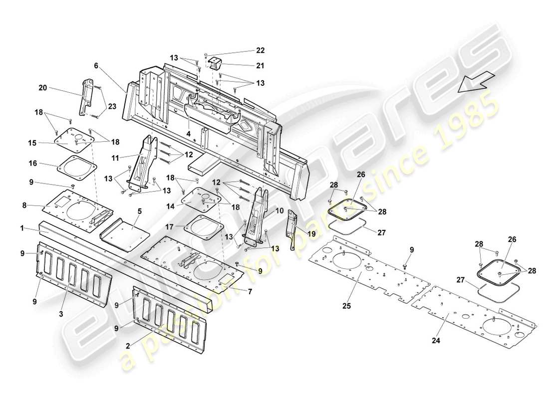 lamborghini lp570-4 spyder performante (2012) rear panel part diagram