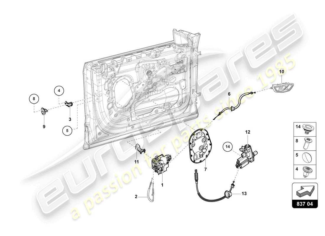 lamborghini urus (2019) door lock front parts diagram