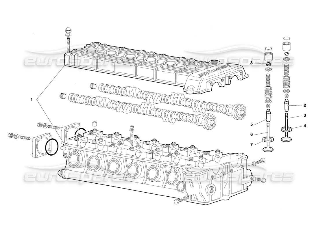 lamborghini diablo sv (1997) left cylinder head (valid for canada - march 1997) part diagram