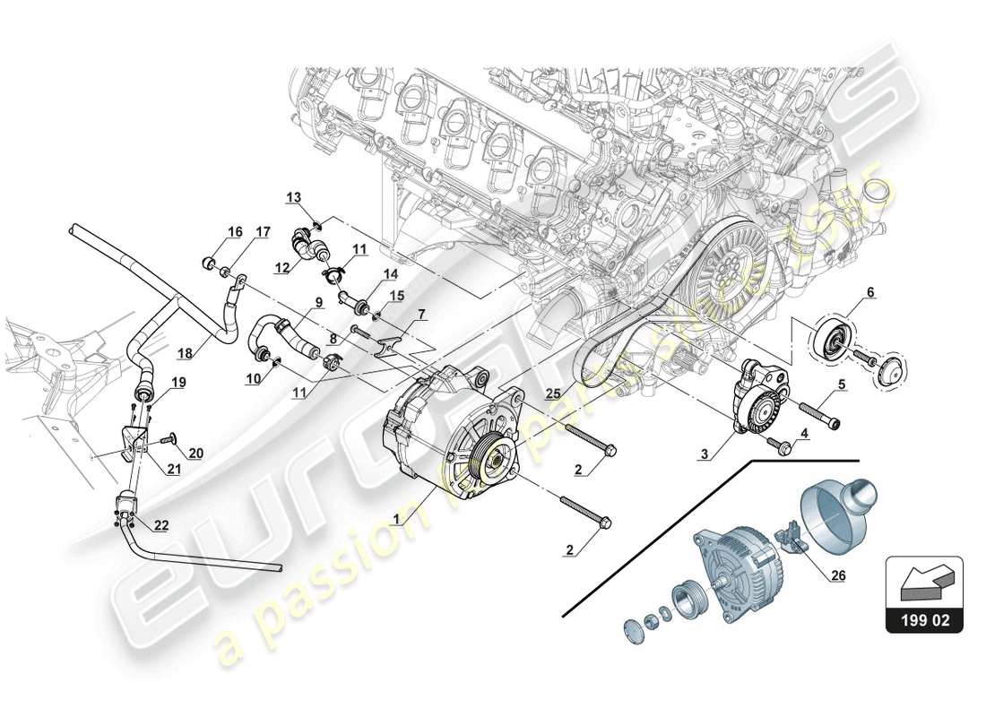 lamborghini 2018 (gt3 evo) alternator part diagram