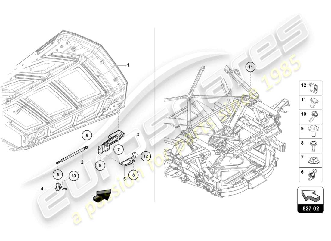 lamborghini 2023 (sterrato) engine cover with insp. cover part diagram