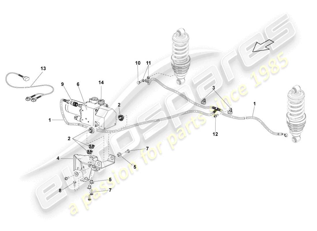 lamborghini lp560-4 coupe (2010) hydraulic system and fluid container with connect. pieces part diagram