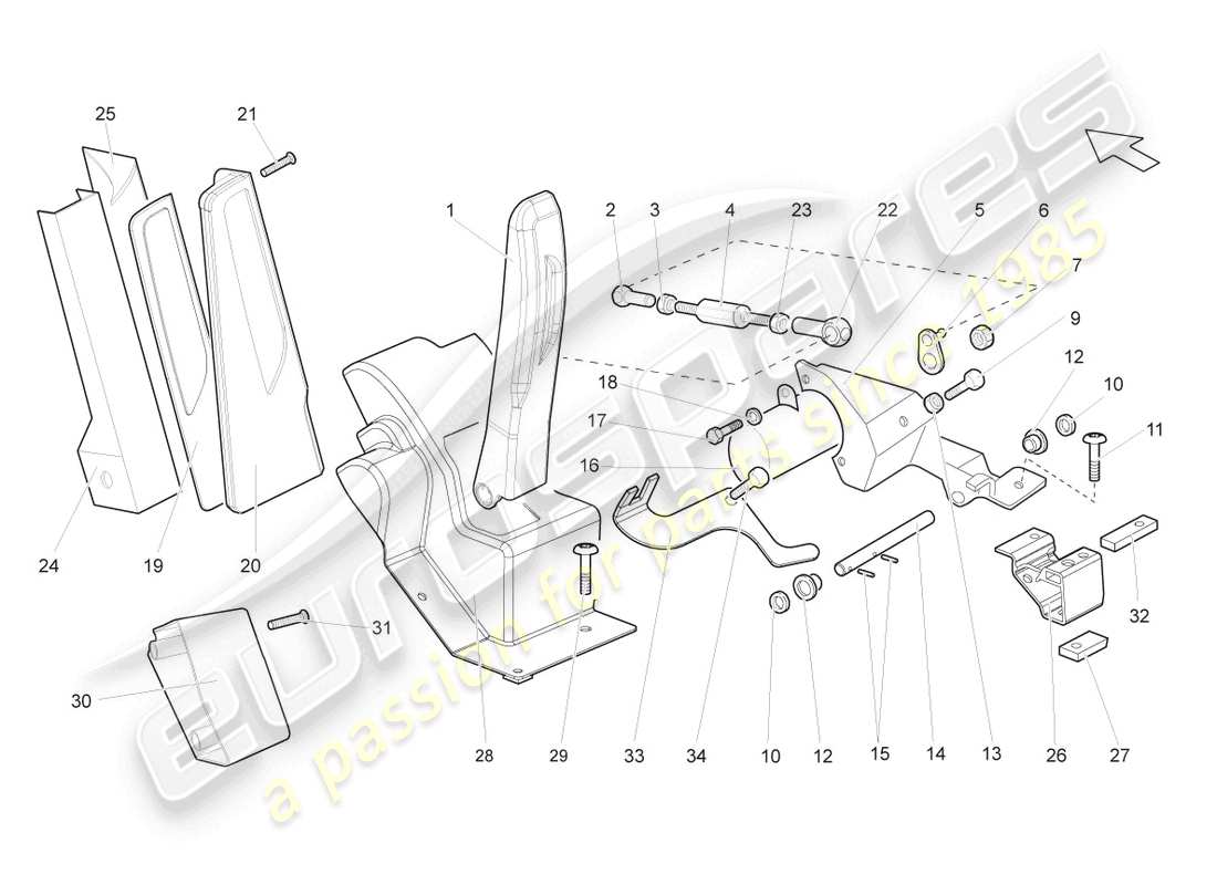 lamborghini gallardo coupe (2007) accelerator pedal part diagram