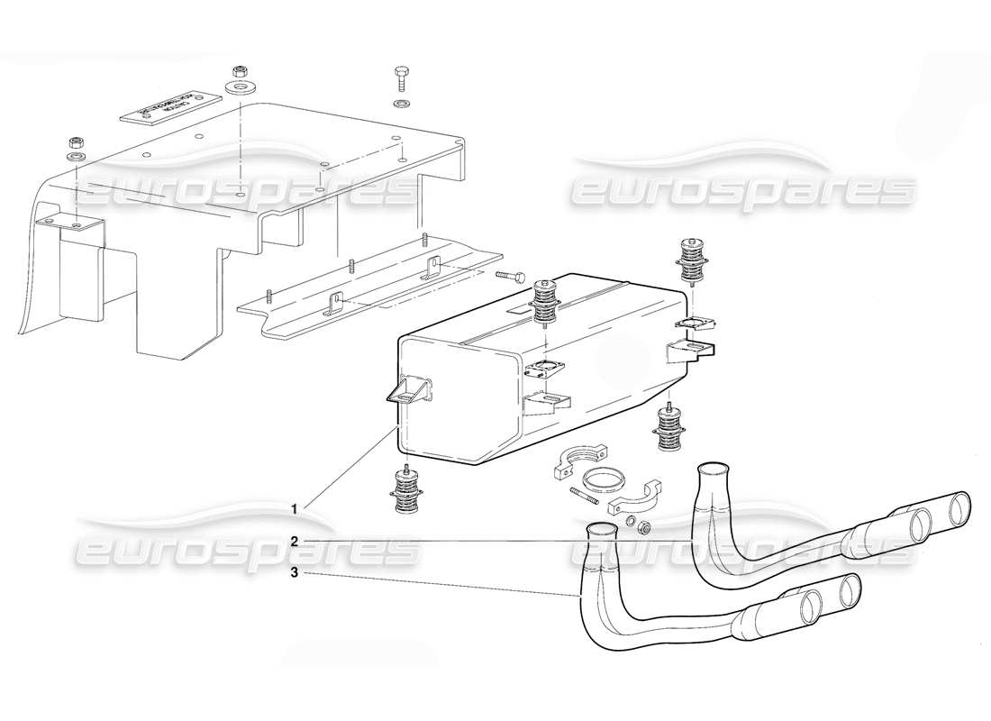 lamborghini diablo (1991) exhaust system (valid for switzerland version - october 1991) part diagram