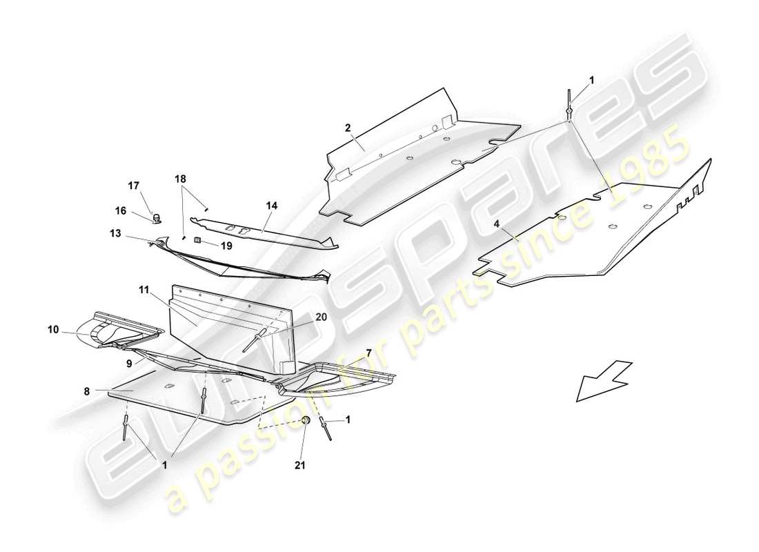 lamborghini reventon roadster underbody trim part diagram