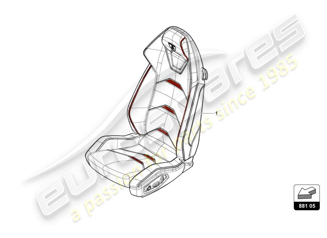 lamborghini 2022 (evo spyder) seat 'evo trim' part diagram