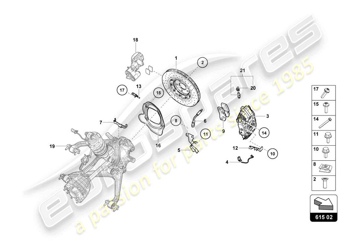 lamborghini 2022 (evo spyder 2wd) ceramic brake disc rear part diagram
