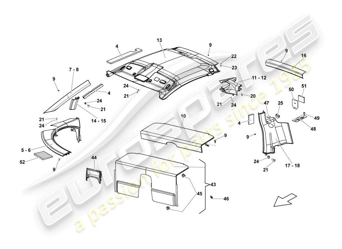 lamborghini lp560-4 coupe (2010) moulded headliner part diagram