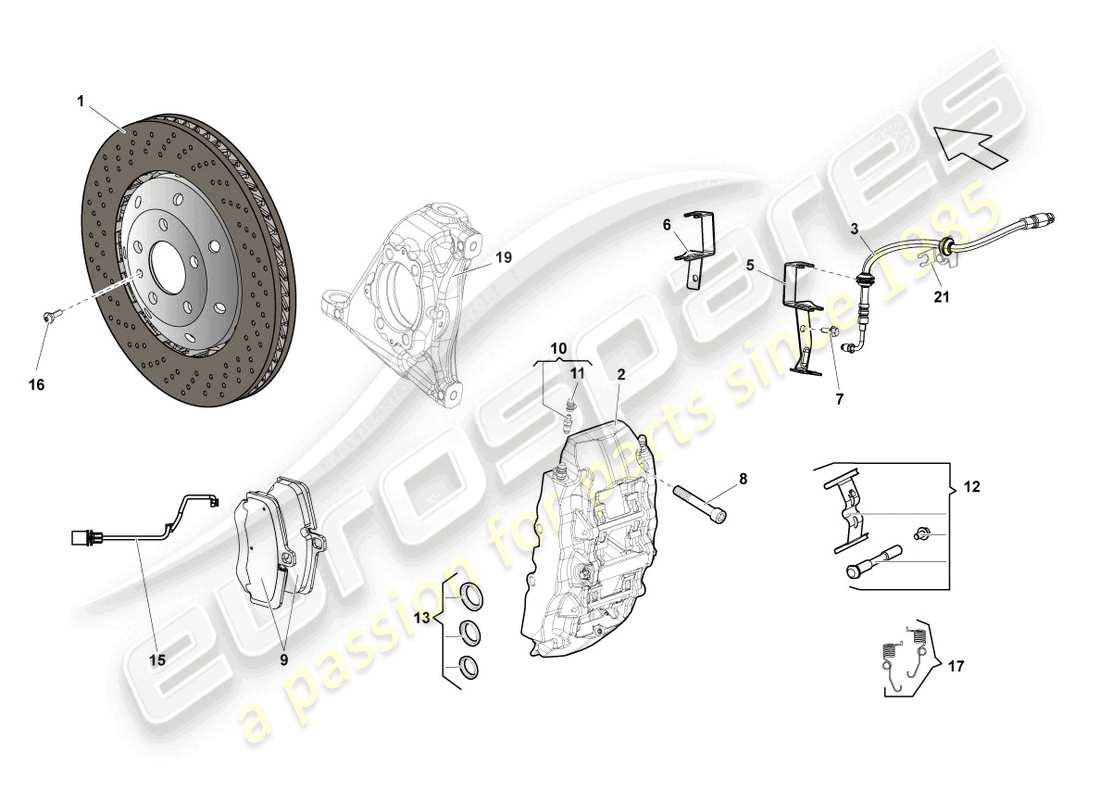 lamborghini lp550-2 spyder (2014) disc brake front part diagram