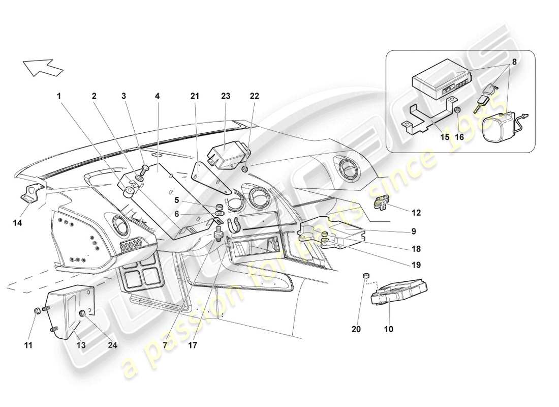 lamborghini lp640 roadster (2010) control modules for electrical systems parts diagram