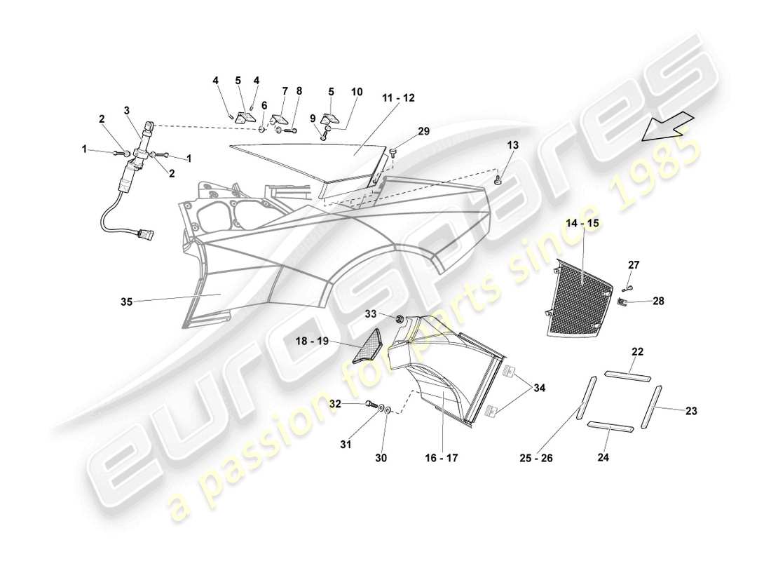 lamborghini reventon roadster side panel trim parts diagram