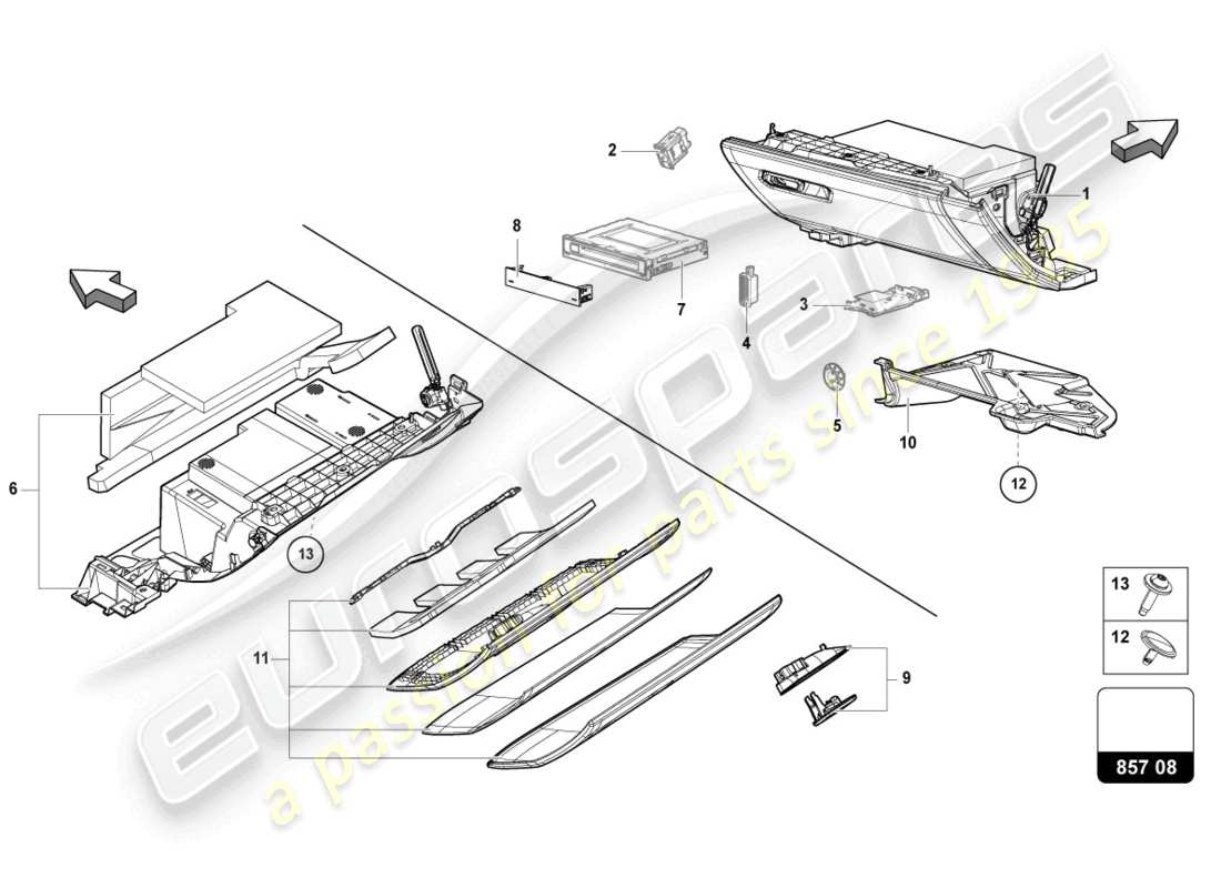 lamborghini urus (2019) glove box parts diagram