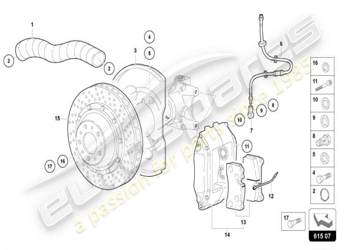 lamborghini diablo vt (1998) brake disc front parts diagram