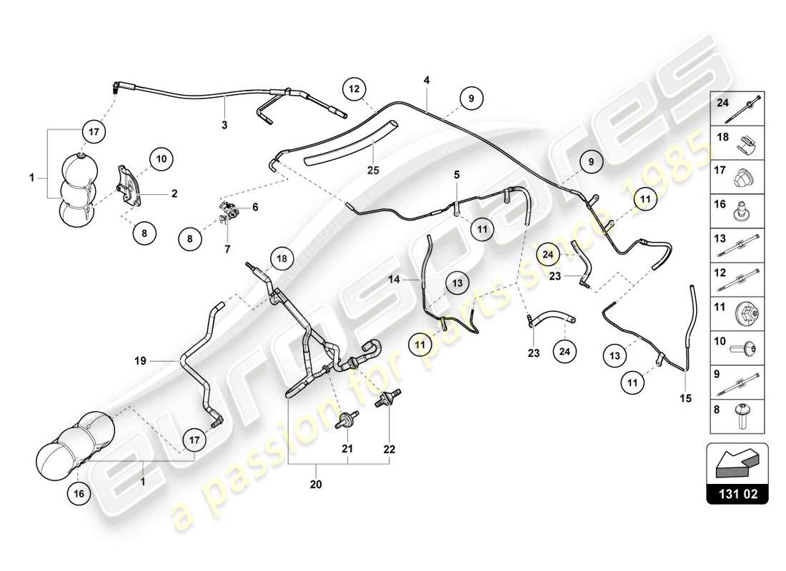 lamborghini 2023 (evo coupe 2wd) vacuum system part diagram