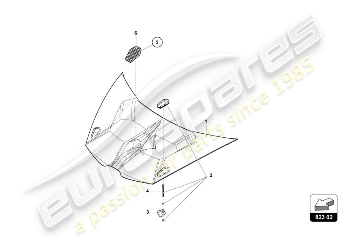 lamborghini 2018 (super trofeo evo) front bonnet part diagram