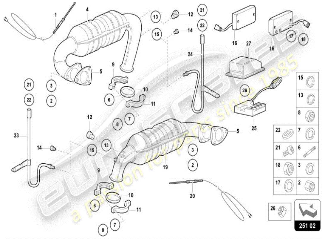lamborghini diablo vt (1996) catalytic converter parts diagram