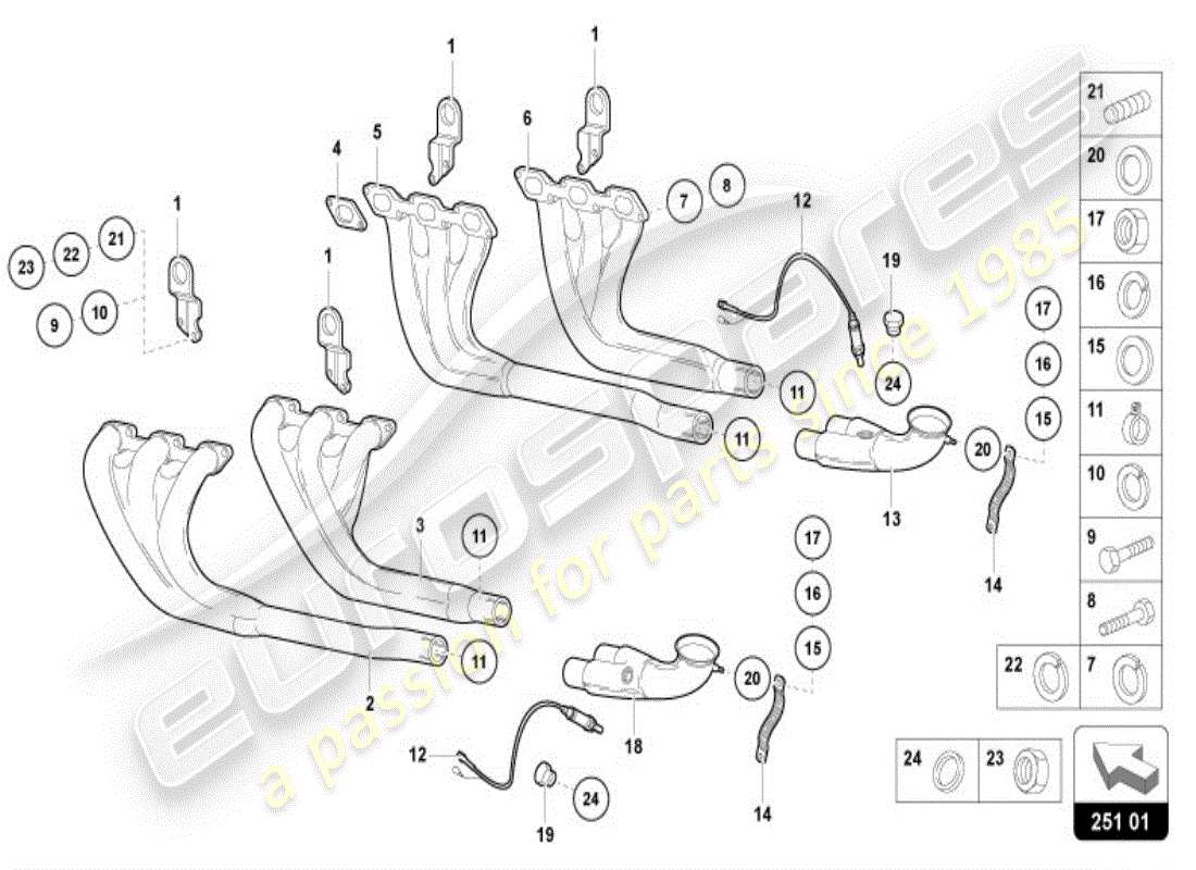 lamborghini diablo vt (1996) exhaust system parts diagram